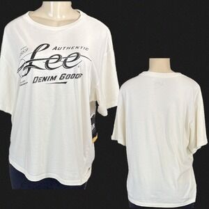 Lee Authentic Denim Goods Graphic T Shirt Cream Crew Short Sleeve Graphic XXL